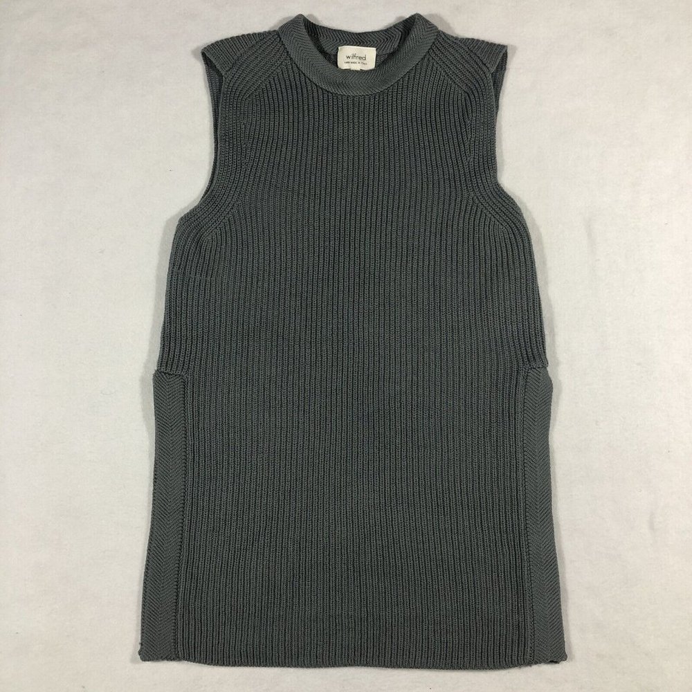 Aritzia Wilfred Womens XS Gray Rib Knit Gray Tank Sweater Top Wool CAM4-3447-46